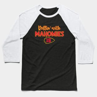 Funny Kansas City Patrick Mahomes Rollin with Mahomies for Superbowl Football Fans Baseball T-Shirt